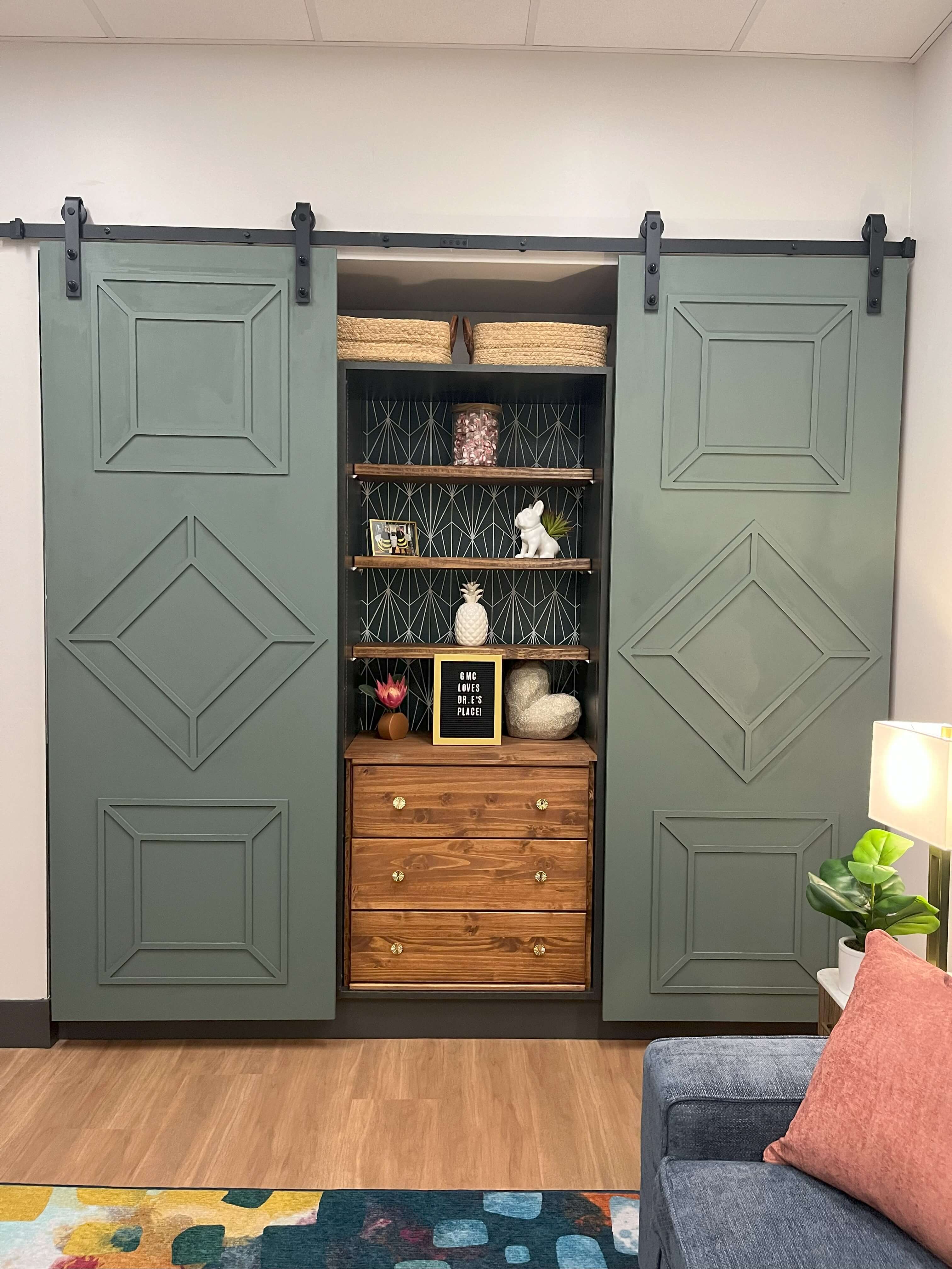 barn doors in the studio apartment