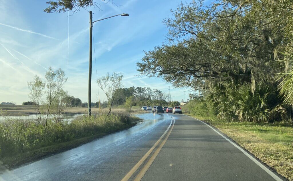 NFWF Lanier Blvd Flooded High Tide Glynn Middle School drop off 1